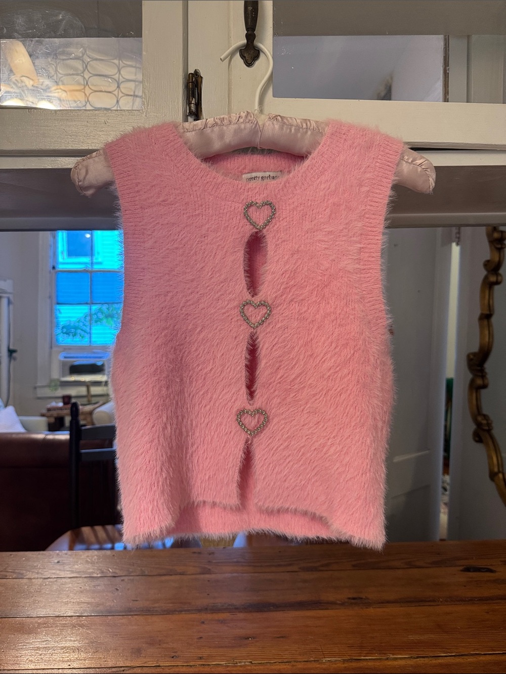 Plush Pink Fuzzy Sleeveless Knit Vest